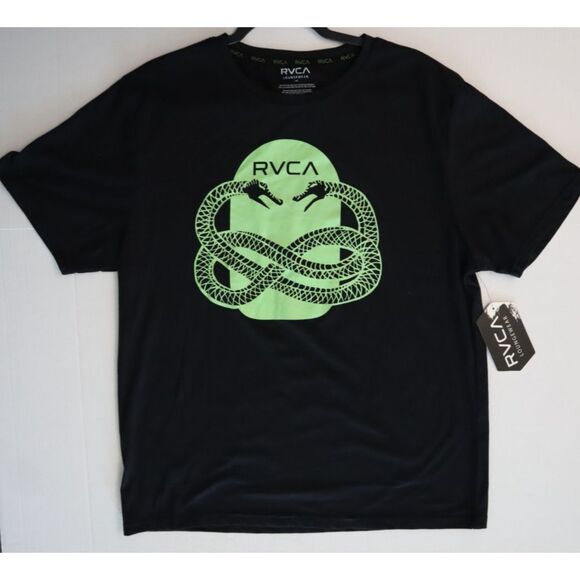 RVCA ML536RV Men's Sz L Black/Green Serpent Curved Snakes Loungewear T-Shirt - Picture 6 of 6